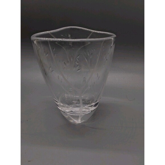 Vicke Lindstrand Artist Kosta Boda Signed Numberd Birds Crystal Glass Vase 4.25" - Picture 10 of 11